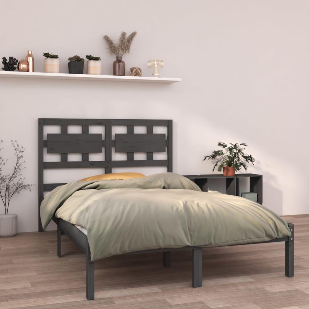 Cadre de lit Gris Bois de pin massif 140x190 cm vidaXL Leroy Merlin