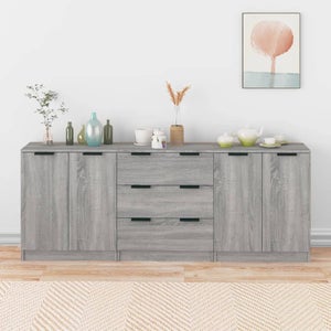 VASAGLE Mobiletto Cucina, Credenza con Ante e Finestre in Vetro