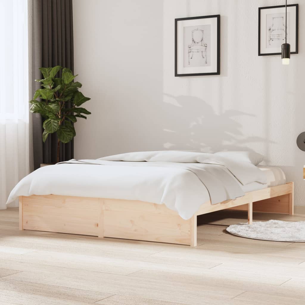 Estructura de cama de madera maciza 140x190 cm