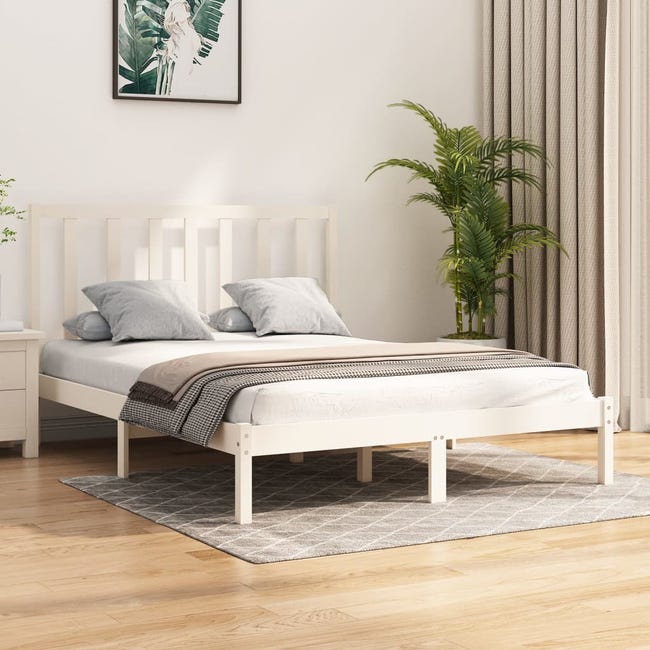 Estructura de cama madera doble blanca cm | Leroy Merlin