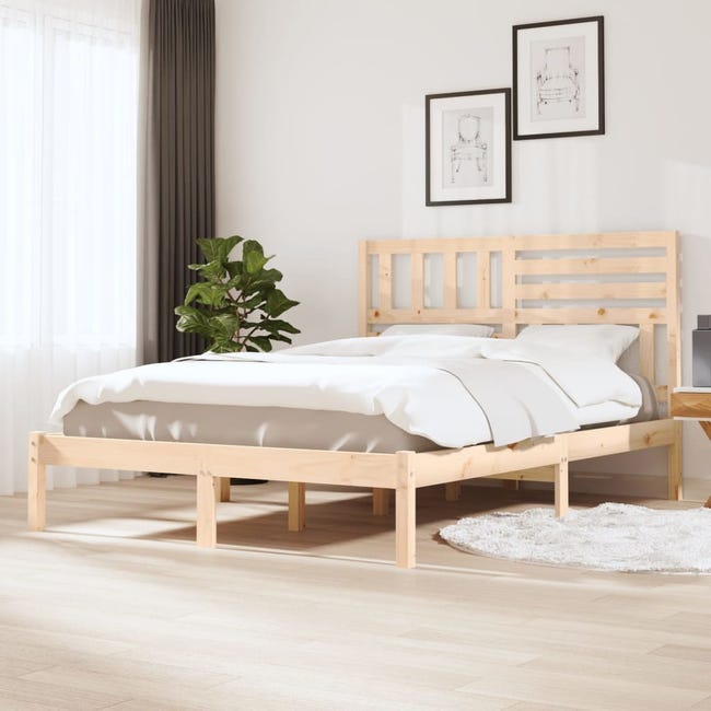 Útil Aflojar Gallo Estructura de cama madera maciza de pino 140x190 cm | Leroy Merlin