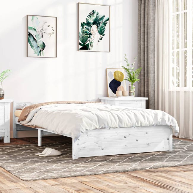 giro Modernizar Deformación Estructura de cama madera maciza blanca 140x200 cm | Leroy Merlin