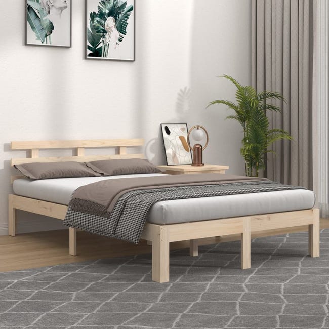 Estructura de cama de madera maciza 140x190 cm | Leroy