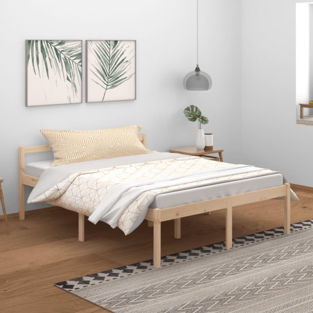 Estructura De Cama De Pino Macizo 120x190 Cm - Base Para Somier, Color Blanco, Requiere Montaje