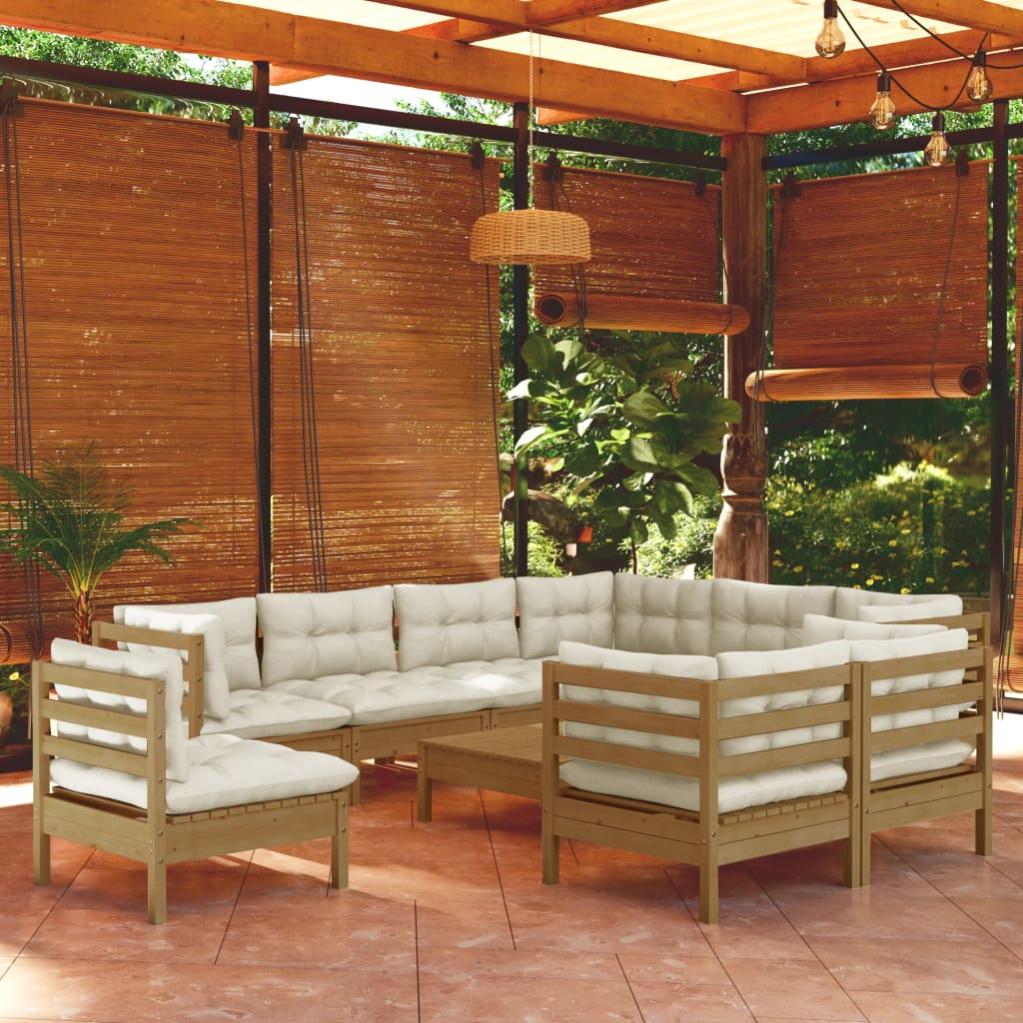 5 Pz Set Salotto Da Giardino | Divani Da Giardino | Mobili Giardino Con Cuscini In Legno Massello Bianco Cfw955306 90620279