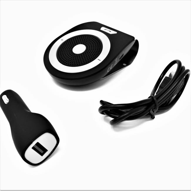 Vivavoce Per Auto Senza Fili Bluetooth 4.1 + EDR Wireless Con Cavo E  Caricatore