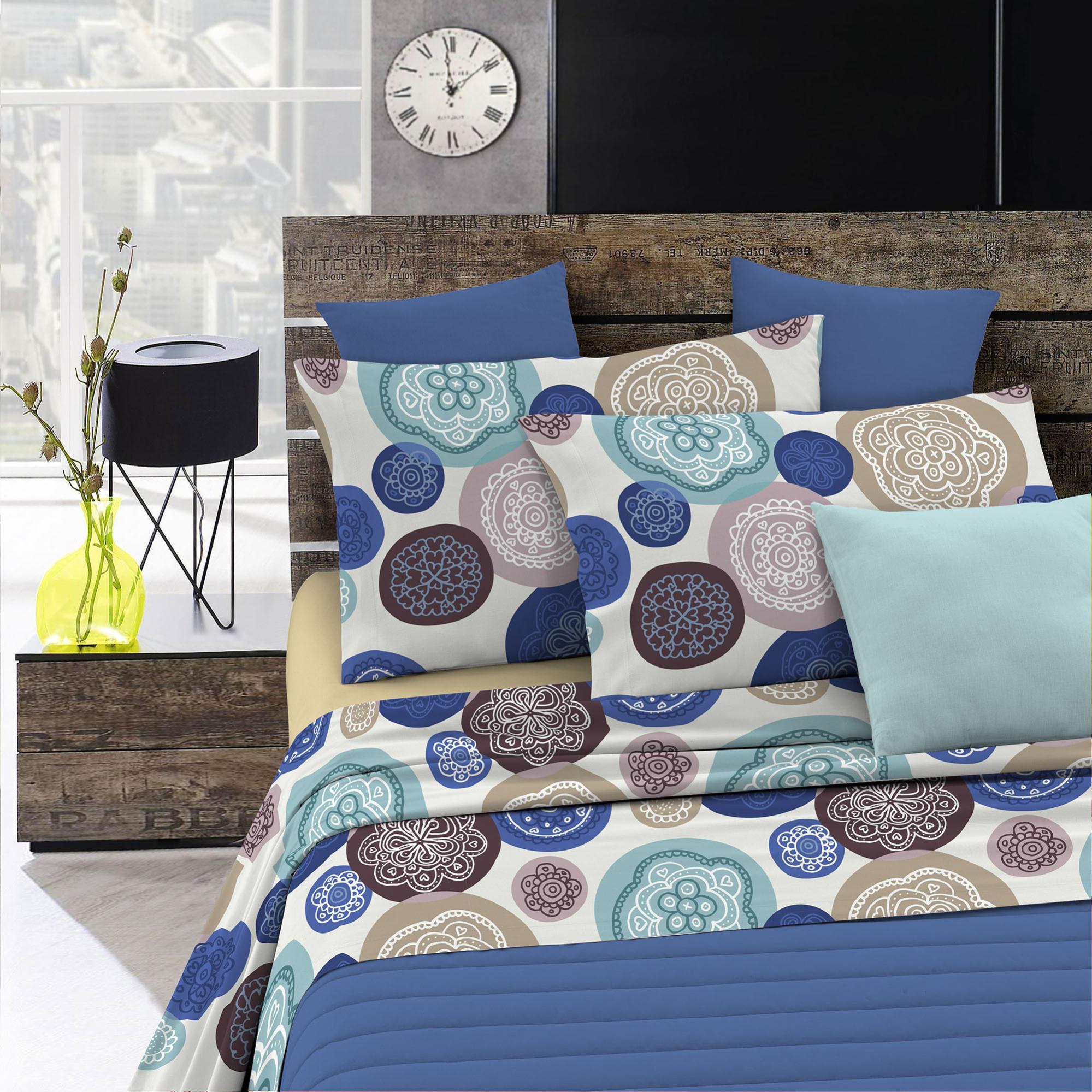 Completo Letto Fantasy In Microfibra - Lenzuola Matrimoniali Morbide Con Angolo Elastico, Made In Italy