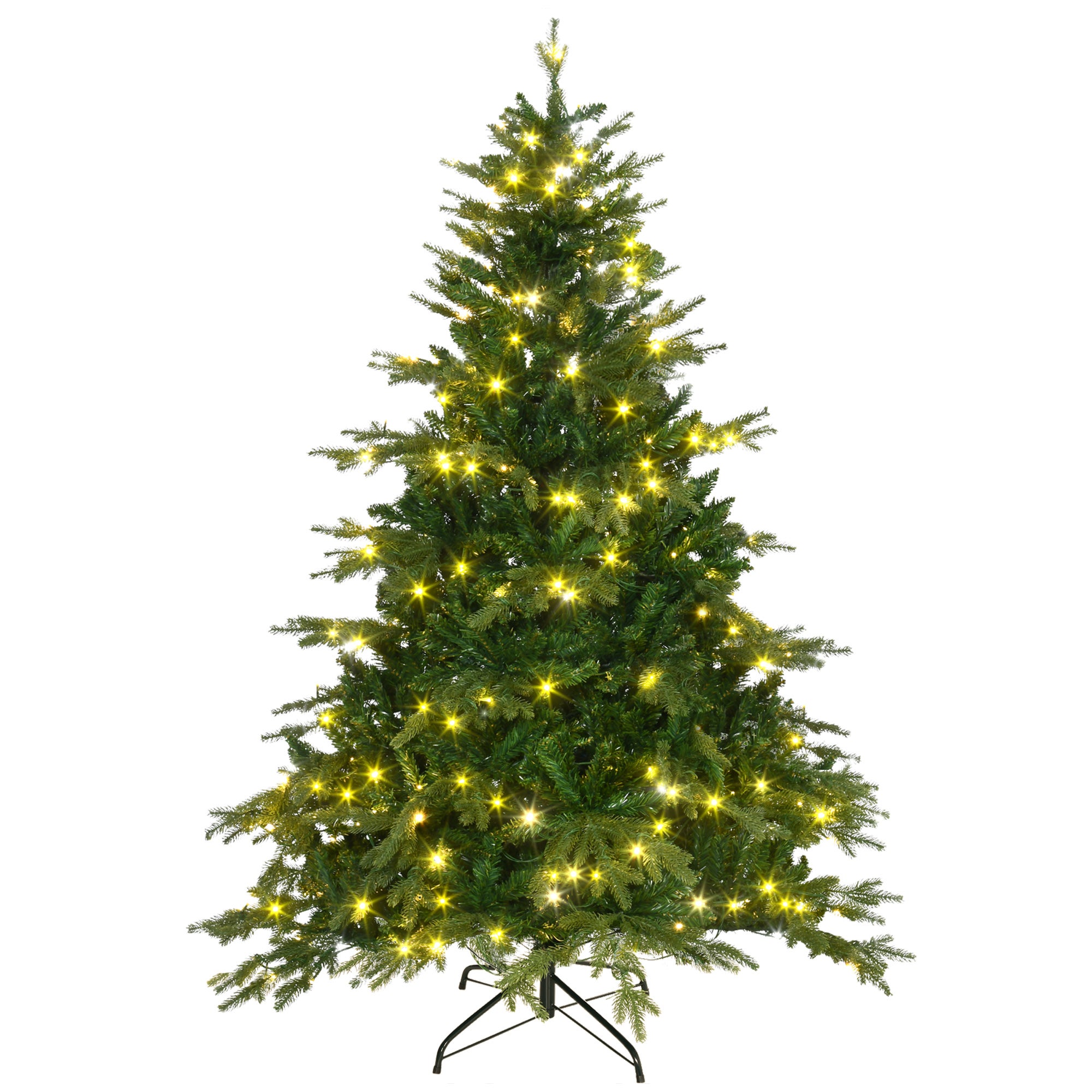 Sapin de Noël artificiel lumineux LED x 320 blanc chaud H. 180H cm vert