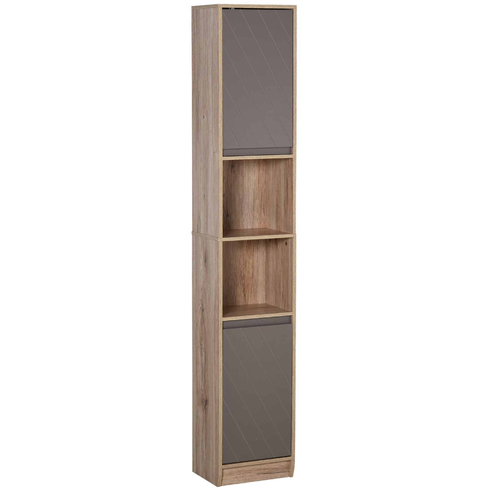 28€ sur Meuble colonne rangement de salle de bain sur pied porte 2 étagères  3 niches aspect bois clair blanc - Achat & prix