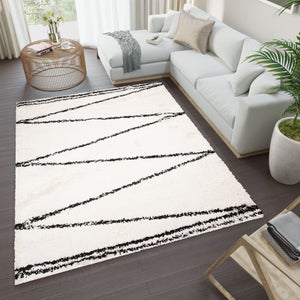 TAPISO Maya Tapis de Couloir Entrée Moderne Gris Noir Blanc Rayures Fin au  Mètre 100 x 150 cm