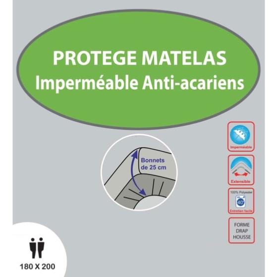 Protège-matelas 140X190 imperméable-respirant et extensible forme housse  BONNET DE 30 CM