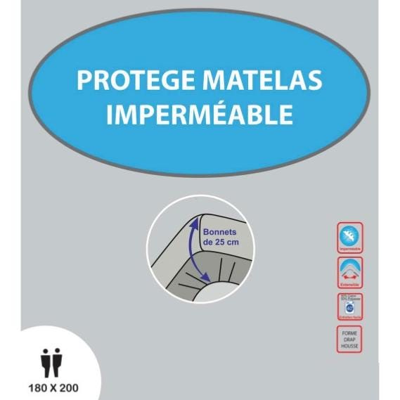 Protège-matelas imperméable 180 x 200 cm, drap-housse pour