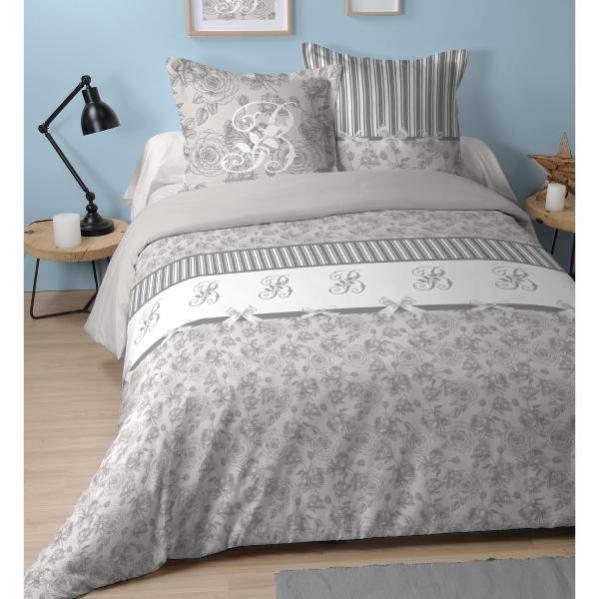 Housse de couette Bonnie, Thème Baroque chic, Gris clair, Adulte