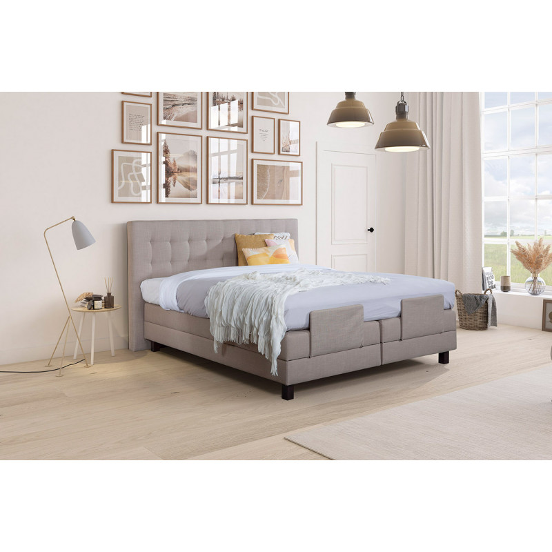 Lit Boxspring électrique FJORD Comfort Sleep en tissu avec tête de lit
