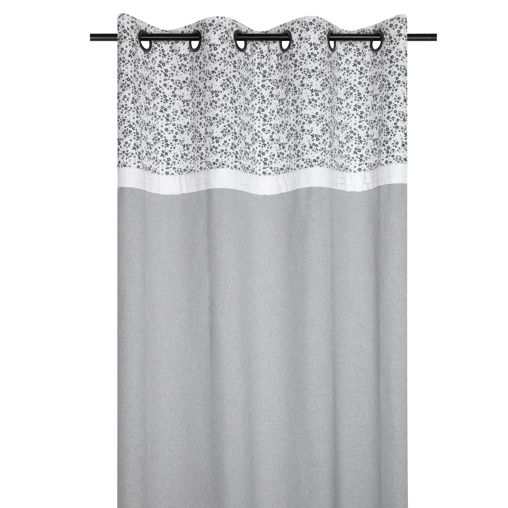 Rideau tamisant, Pharell, coton gris clair l.140 x H.280 cm INSPIRE