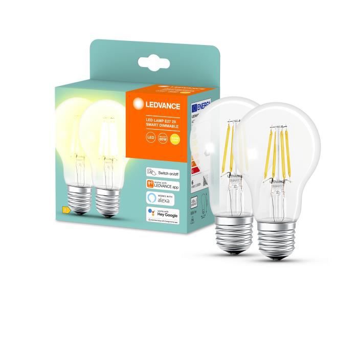 LEDVANCE Lot De 2 Ampoules LED Connectées SMART+ Bluetooth Filament ...