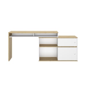 Bureau modulable design avec rangements 2 tiroirs bois clair L140-218 cm  MAX - Miliboo