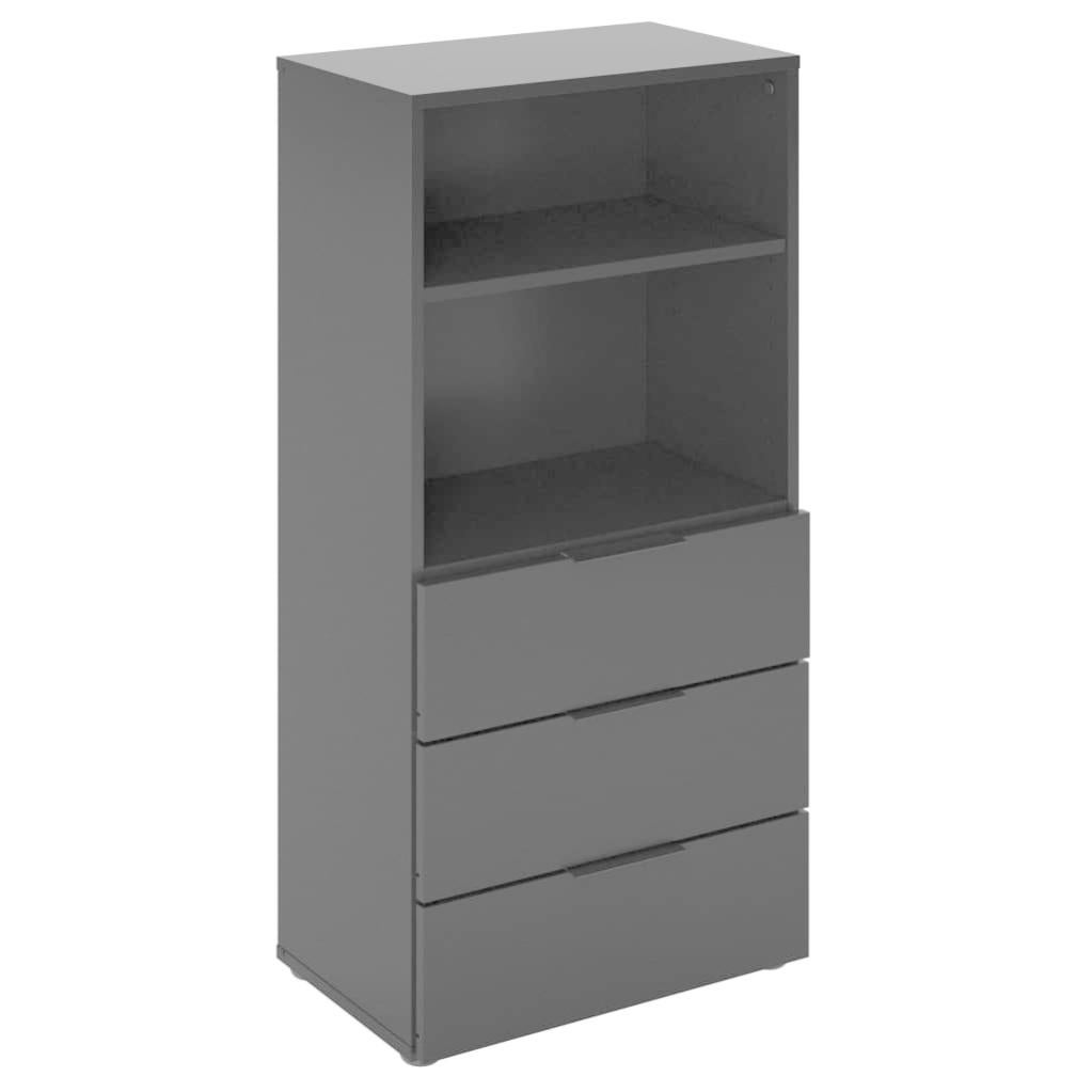 FMD Cómoda con 3 cajones y estantes abiertos negra Leroy Merlin