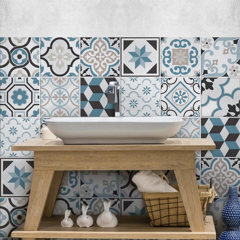 Adesivi per piastrelle autoadesive, in PVC, resistenti al calore, per cucina, bagno, 20 x 20 cm, 12 pezzi