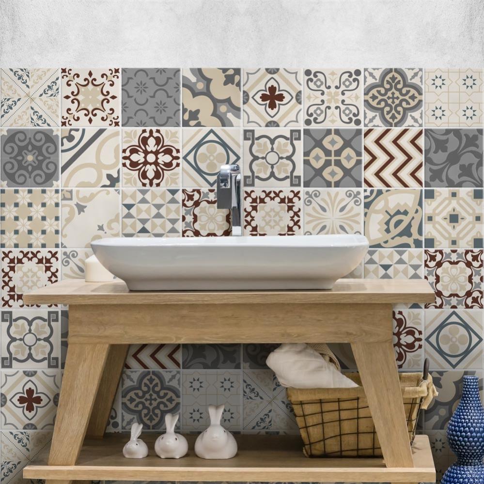 36 Adesivi Per Piastrelle CHGCRAFT – Stile Bohemien, Mandala Grigi 10x10cm, Autoadesivi Per Cucina, Bagno E Camino