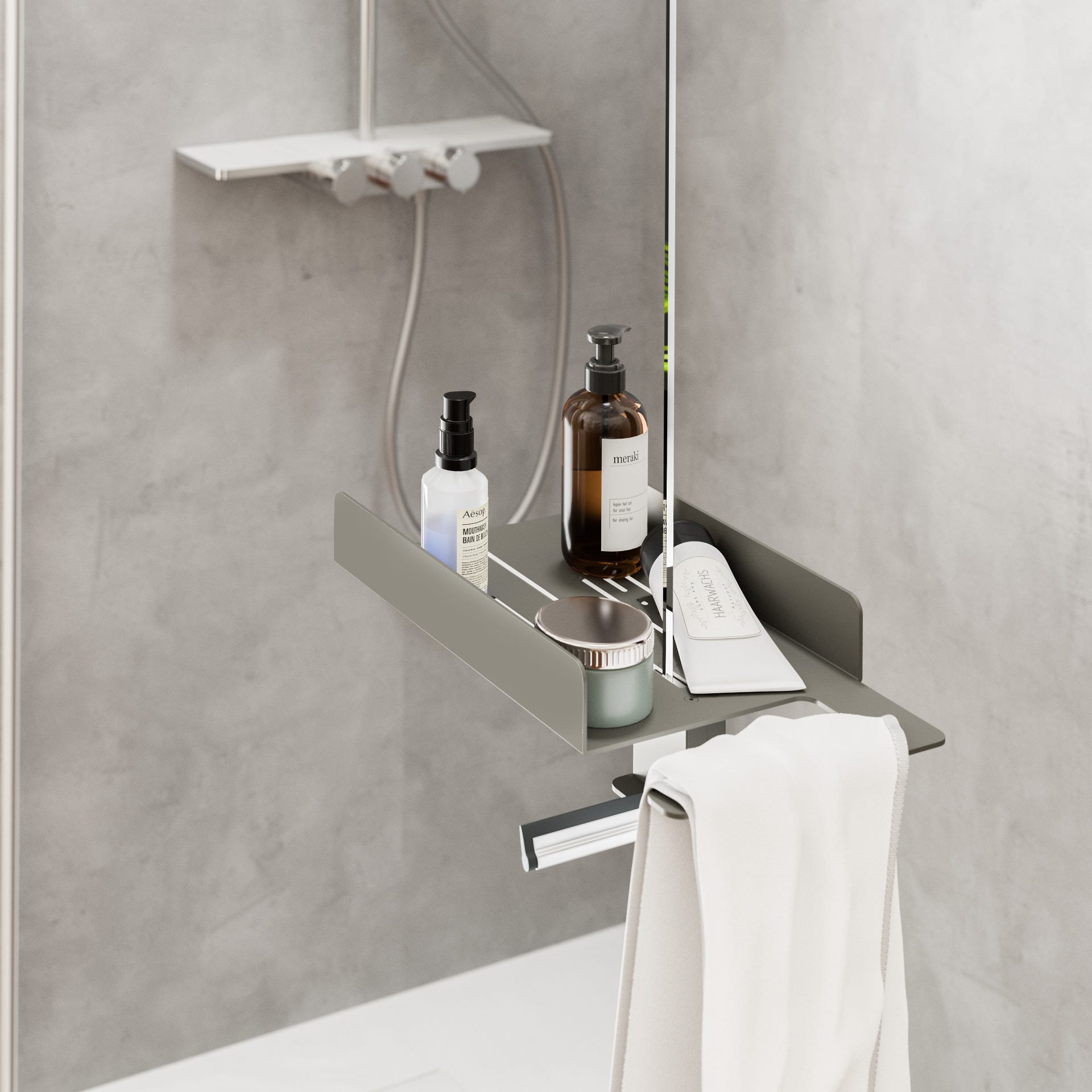 Schulte mensola per doccia con portasciugamani 38 x 11,9 x 21 cm, ripiano  doccia argento, non richiede foratura