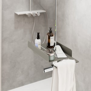  estantes de ducha Percha de ducha de madera Sin perforación  estantería de baño adhesivo montado en la pared óxido para baño  cocina-B_15.7 in : Hogar y Cocina