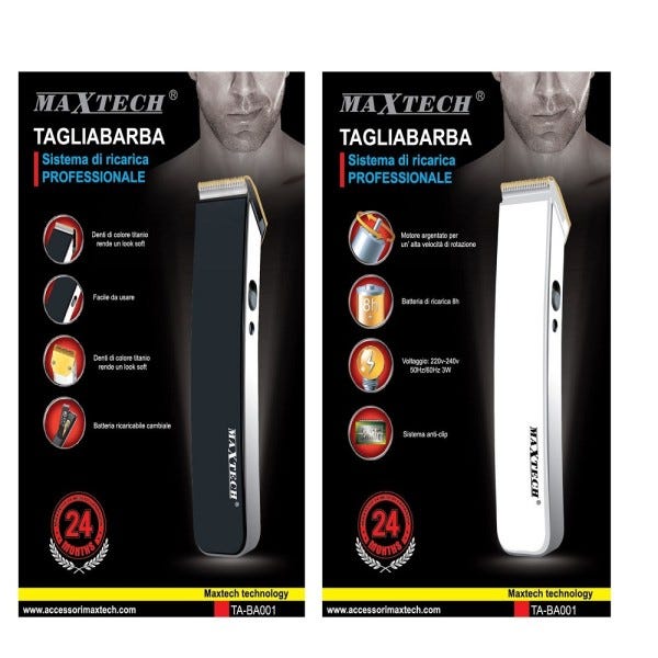 Trade Shop - Rasoio Elettrico Uomo Taglia Barba Batteria Ricaricabile  Basette Peli Titanio Ta-ba001