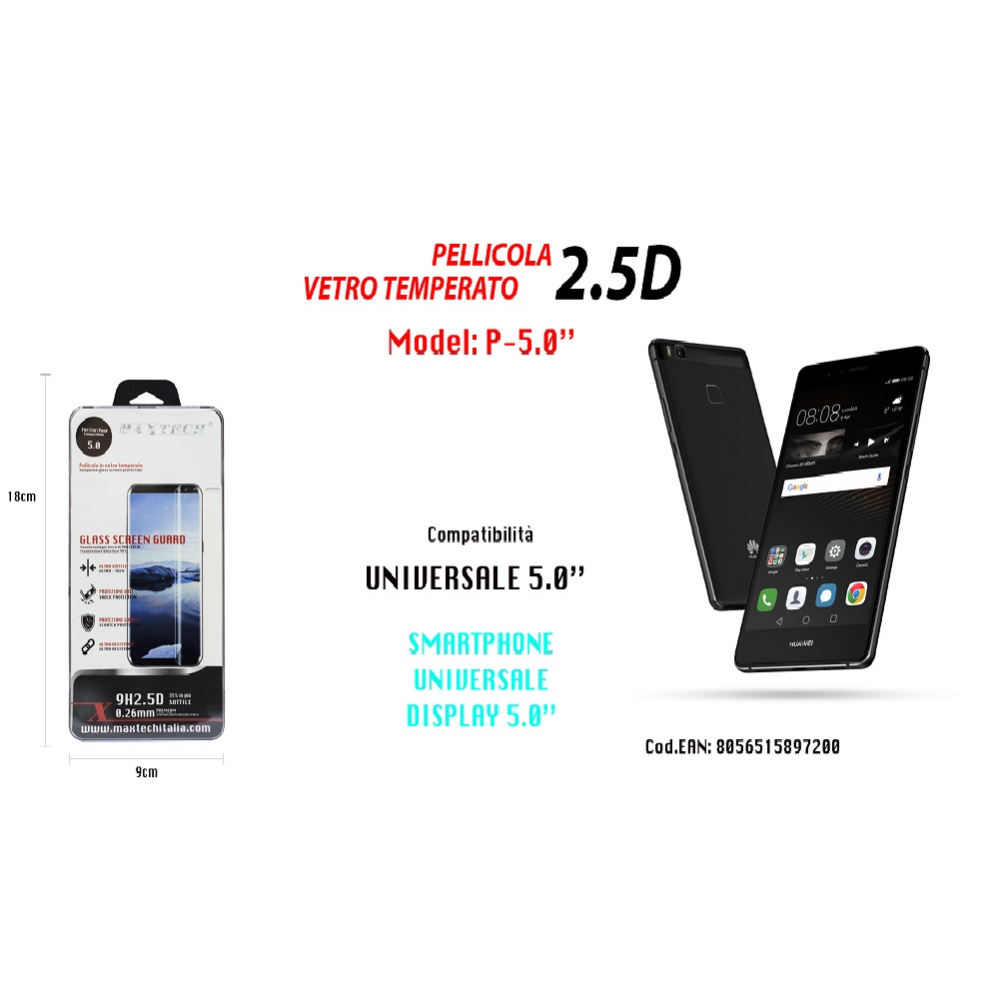 BigBen PEGLASSUNIV5 | Pellicola In Vetro Temperato Universale | Per Smartphone Da 5,3 A 5,5 Pollici | Proteggi Schermo Trasparente - 2