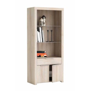Mueble expositor madera maciza de paulownia blanco 46x24x140 cm -  referencia Mqm-338505