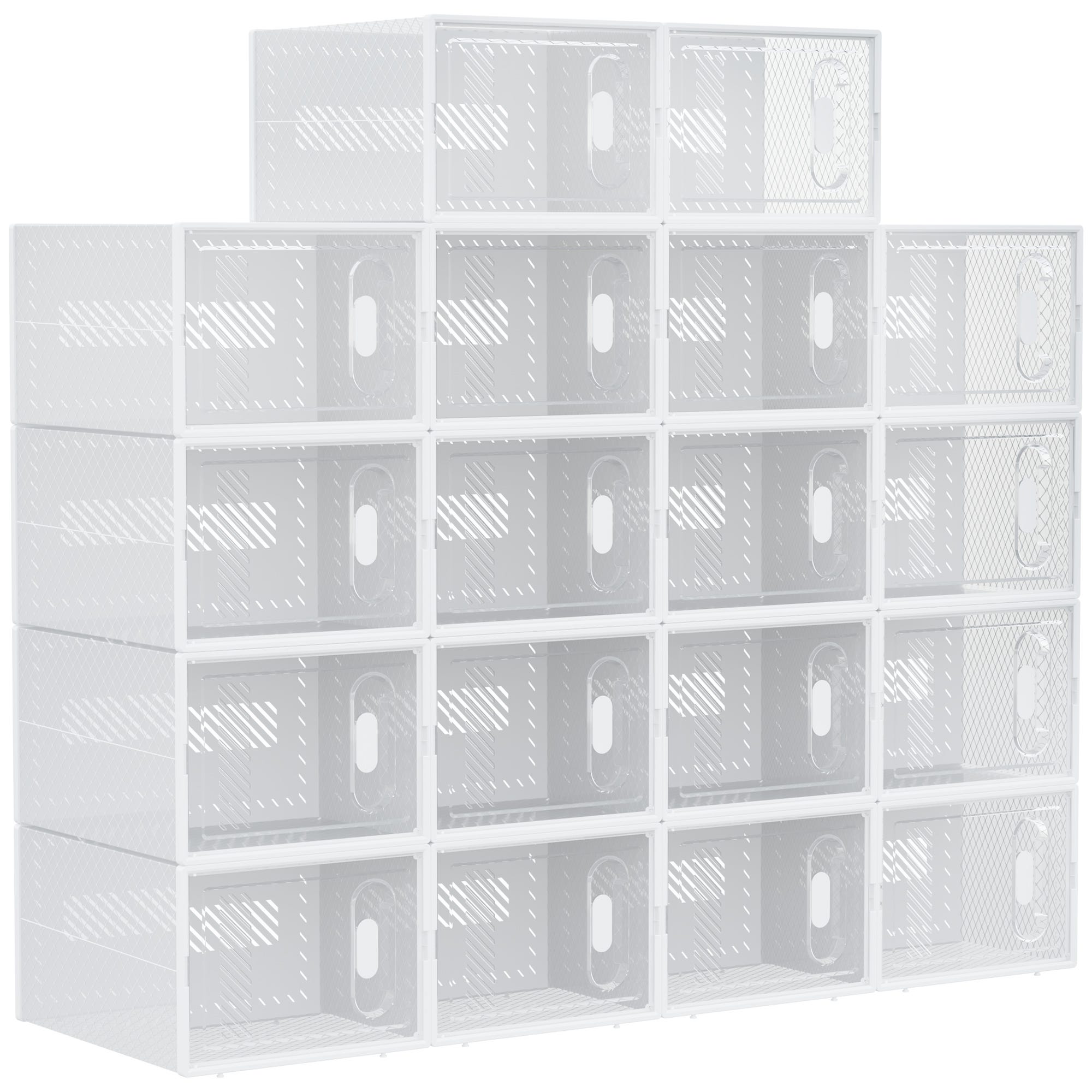 Lot de 18 boites cubes rangement à chaussures modulable