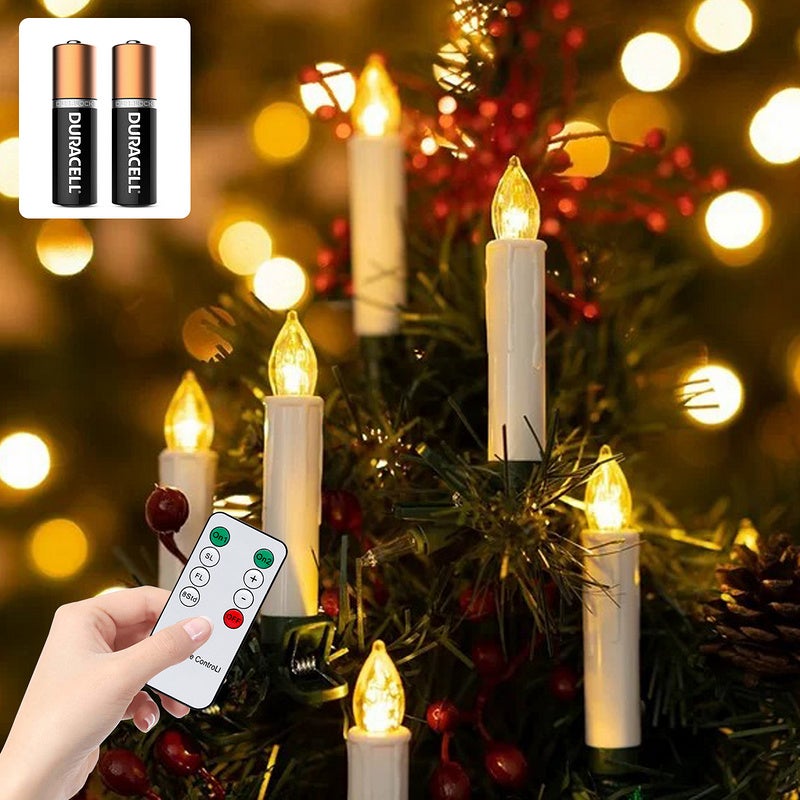 10x Bougies LED de Noël Bougies d'arbre de Noël sans fil avec minuterie  Blanc chaud Avec pile