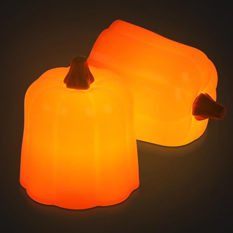 12 Bougies LED Chauffe-plat En Forme De Citrouille - Lumière Blanche Chaude Vacillante - Déco Halloween