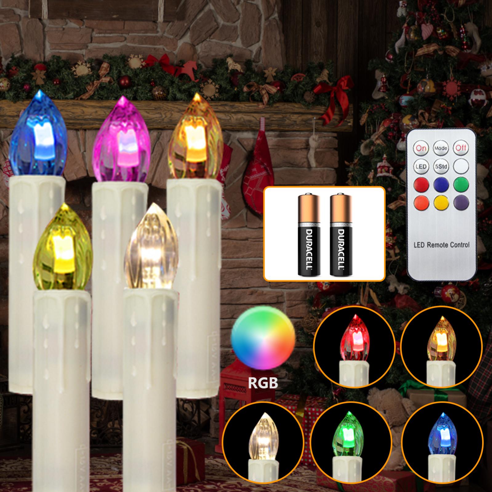 40x Bougies LED de Noël Bougies d'arbre de Noël sans fil avec minuterie Blanc chaud | Leroy Merlin