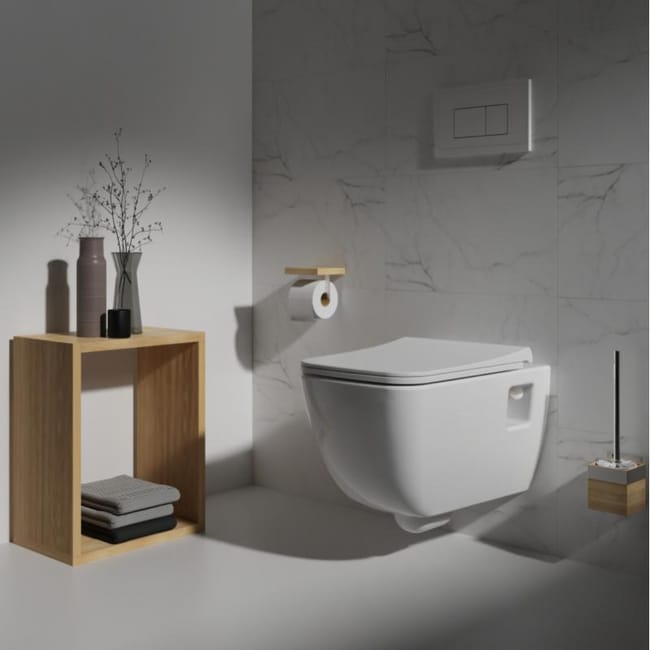 Pack WC suspendu universel autoportant cuvette design blanche