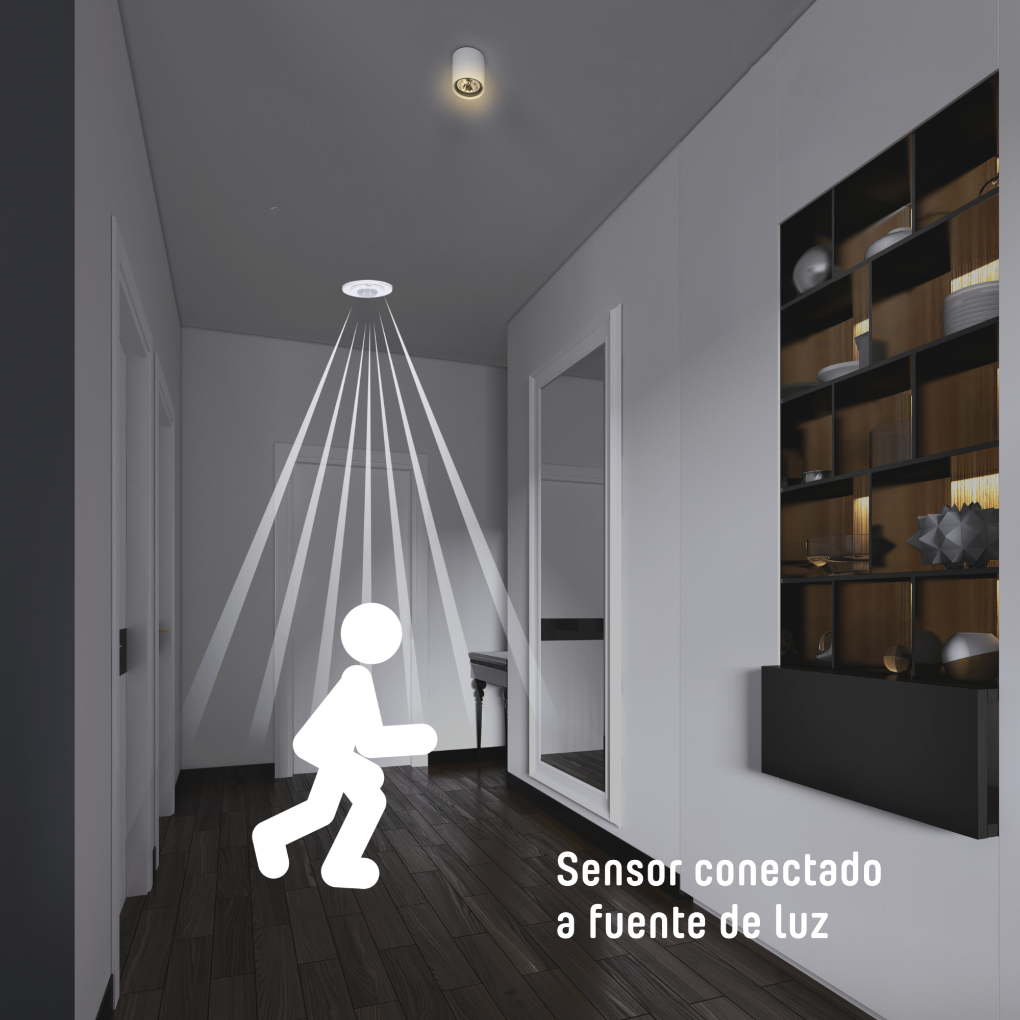 Sensor de movimiento PIR empotrable blanco 360° de para LED hasta 300W | Leroy Merlin