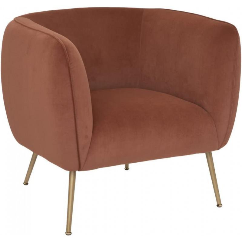 Fauteuil Leria en velours terracotta ATMOSPHERA Leroy Merlin
