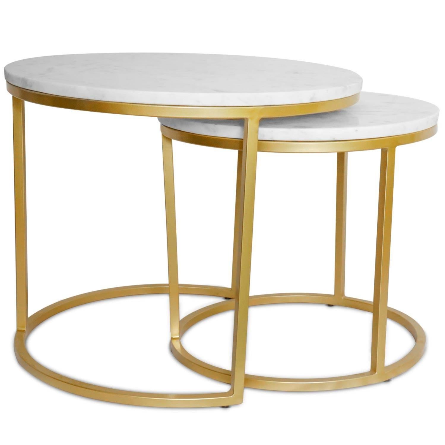 Ensemble De 2 Tables Basses Rondes, Tables D'appoint Empilables, Tables