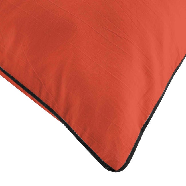 Parure de lit en gaze de coton 220 x 240 cm + 2 taies d'oreillers -  Terracotta - LYANA