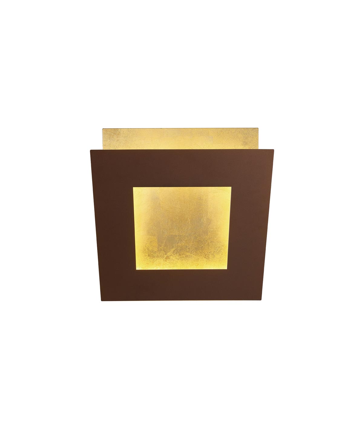 Aplique de pared cuadrado led 12/18/24/40w 3000k - corten + oro, 12w