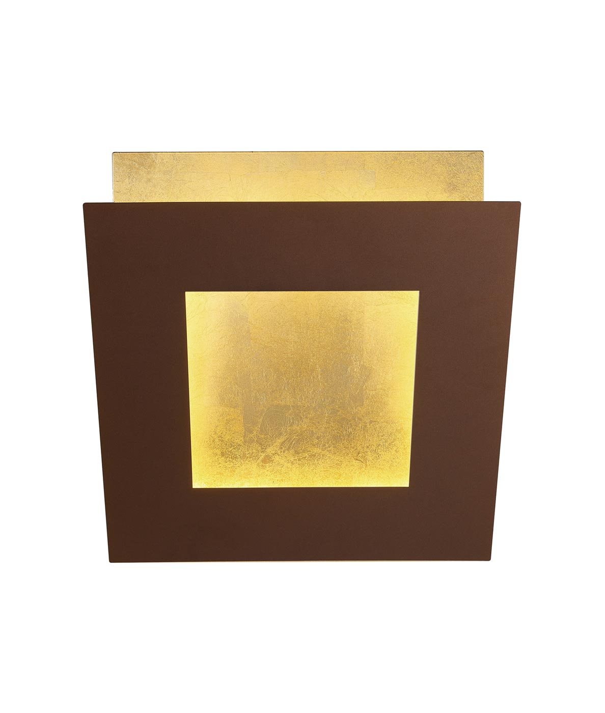 Aplique de pared cuadrado led 12/18/24/40w 3000k - corten + oro, 24w