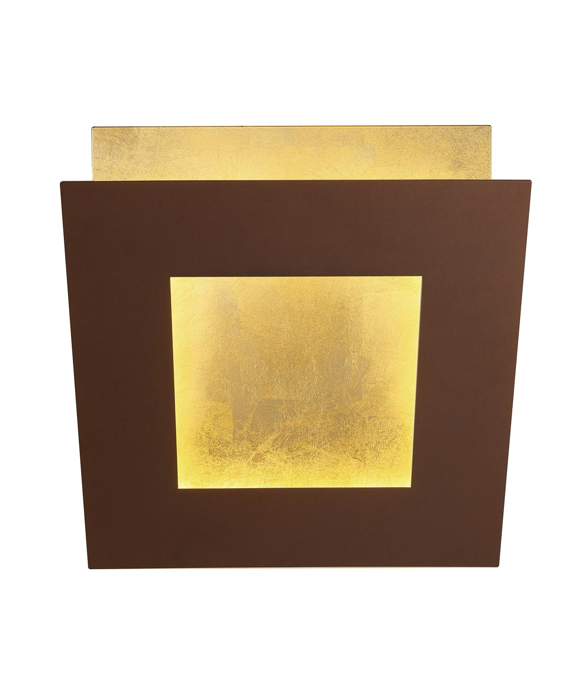 Aplique de pared cuadrado led 12/18/24/40w 3000k - corten + oro, 40w