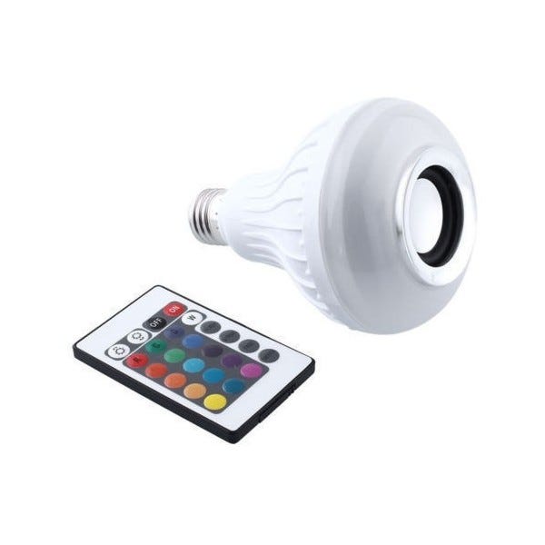 Trade Shop - Lampadina Cassa Bluetooth Colorata Led E27 Rgb Bulbo Musica  Lampada Telecomando