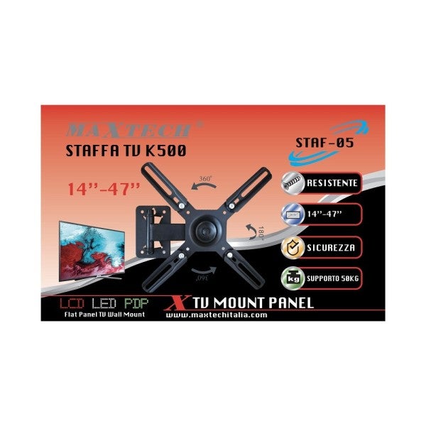 STAFFA PORTA TV MONITOR DA 37 A 55 SUPPORTO PARETE SOFFITTO 360° FINO 50KG