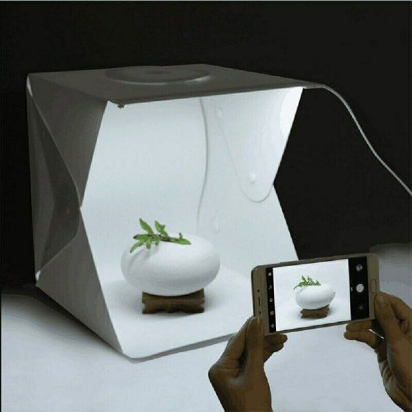 Trade Shop - Studio Set Fotografico Portatile Grande 30cm Light Box Con  Luci Led 2 Sfondi
