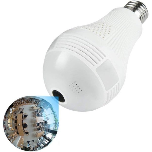 TELECAMERA WIFI LAMPADINA LED OCCHIO CAMERA NASCOSTA SPIA E27 FVG3608  PANORAMICA