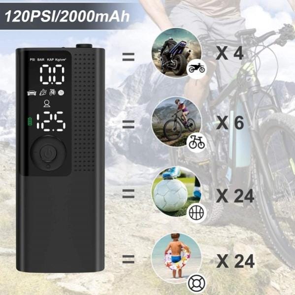 Trade Shop - Mini Compressore Portatile Pompa Elettrica Aria Display Lcd  Moto Auto Bici Palla