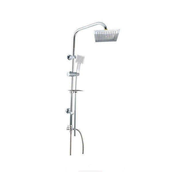 Trade Shop - Colonna Doccia Bagno Moderna Saliscendi Soffione Quadrato  Portasapone 98cm 59395