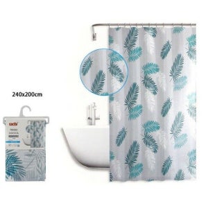 Tenda per doccia vasca da bagno impermeabile pvc decorata con foglie  240x200 cm