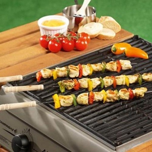 Trade Shop - Set 8 Pezzi Spiedini Per Barbecue Con Manico In Legno 38 Cm  Bbq Collection