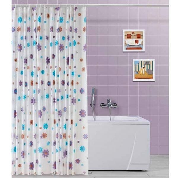 Tenda doccia vasca impermeabile pvc 12 decorazione fiori e rose 200x240 cm